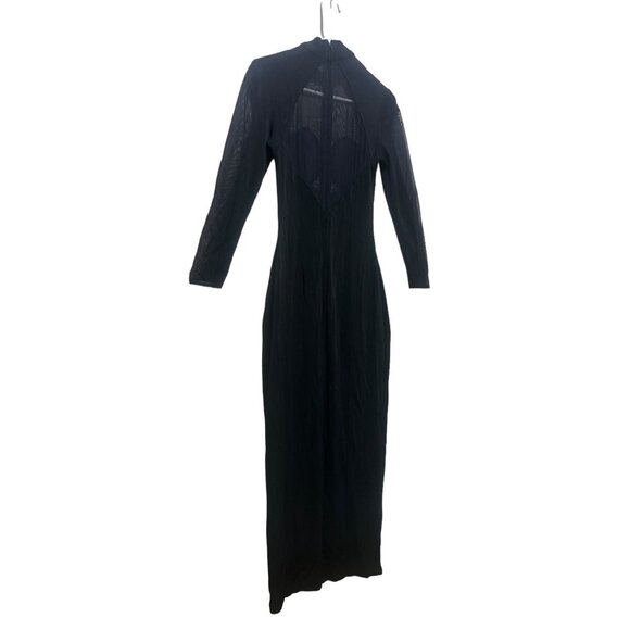 Tadashi Maxi Long Dress Gown Women Small Black Mesh 90s Grunge Y2K Formal Goth - Picture 16 of 16
